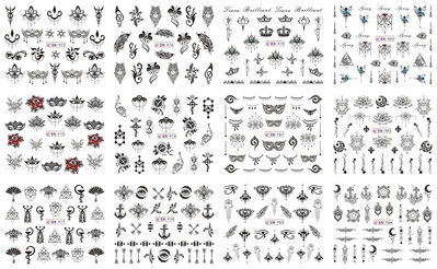 12 τμχ Αυτοκόλλητα νυχιών ποπ αρτ Σχέδια για σέξι κορίτσια κόμικ Χαλκομανίες μεταφοράς νερού Μανικιούρ DIY Lips Διακοσμήσεις νυχιών