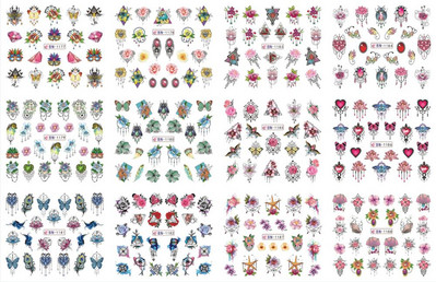 12 τμχ Αυτοκόλλητα νυχιών ποπ αρτ Σχέδια για σέξι κορίτσια κόμικ Χαλκομανίες μεταφοράς νερού Μανικιούρ DIY Lips Διακοσμήσεις νυχιών