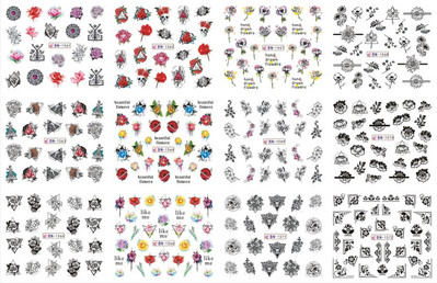 12 τμχ Αυτοκόλλητα νυχιών ποπ αρτ Σχέδια για σέξι κορίτσια κόμικ Χαλκομανίες μεταφοράς νερού Μανικιούρ DIY Lips Διακοσμήσεις νυχιών