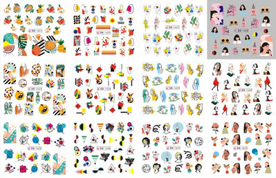 12 τμχ Αυτοκόλλητα νυχιών ποπ αρτ Σχέδια για σέξι κορίτσια κόμικ Χαλκομανίες μεταφοράς νερού Μανικιούρ DIY Lips Διακοσμήσεις νυχιών