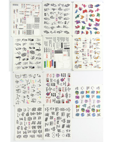 12 τμχ Αυτοκόλλητα νυχιών ποπ αρτ Σχέδια για σέξι κορίτσια κόμικ Χαλκομανίες μεταφοράς νερού Μανικιούρ DIY Lips Διακοσμήσεις νυχιών