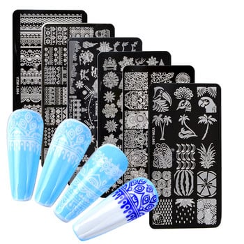 1 PC Lace Flower Animal Nail Stamping Plate Marble Image Stamp Templates Geometric Printing Stencil Tools