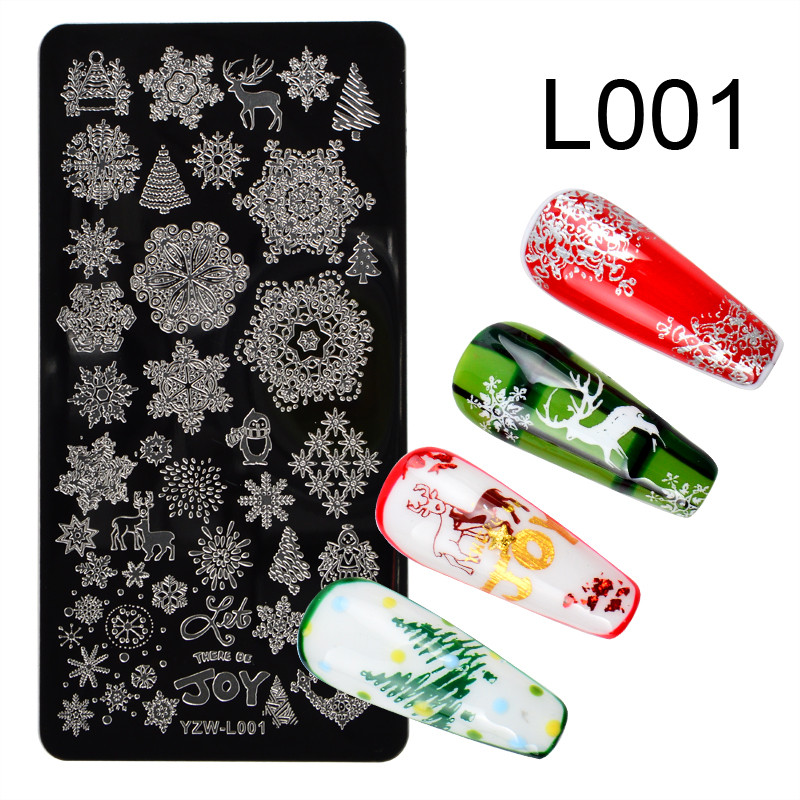 1PC leptir Božićna čelična ploča za utiskivanje noktiju Cvijet Čipka Lišće Slika nakita Geometrijska šablona za lak Predložak za nokte