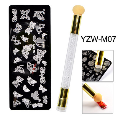 1 Σετ Πλάκες Σφράγισης Νυχιών Πρότυπο σφραγίδας σχεδίασης δαντέλας πεταλούδας νιφάδα χιονιού για εργαλεία στένσιλ εκτύπωσης