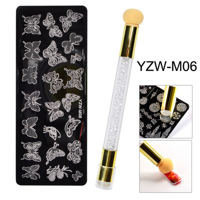 1 Σετ Πλάκες Σφράγισης Νυχιών Πρότυπο σφραγίδας σχεδίασης δαντέλας πεταλούδας νιφάδα χιονιού για εργαλεία στένσιλ εκτύπωσης