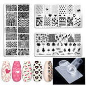 Ξύστρα για στάμπα νυχιών Διαφανές γαλλικό πρότυπο για τέχνη νυχιών για σφράγιση Σετ εργαλείων σφράγισης δαντέλα Πρότυπα για σφραγίδες πλάκες Εικόνα