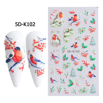 5D kameeleonpitsist küünekleebis valge lainemustriga kunst Reljeefne graveeritud kleebis Isekleepuv liugur maniküüri kaunistus LA5D-K135