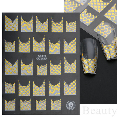 5D kameeleonpitsist küünekleebis valge lainemustriga kunst Reljeefne graveeritud kleebis Isekleepuv liugur maniküüri kaunistus LA5D-K135