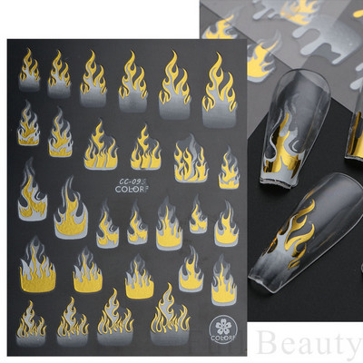 5D kameeleonpitsist küünekleebis valge lainemustriga kunst Reljeefne graveeritud kleebis Isekleepuv liugur maniküüri kaunistus LA5D-K135