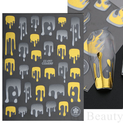 5D kameeleonpitsist küünekleebis valge lainemustriga kunst Reljeefne graveeritud kleebis Isekleepuv liugur maniküüri kaunistus LA5D-K135