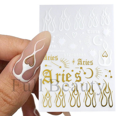 5D kameeleonpitsist küünekleebis valge lainemustriga kunst Reljeefne graveeritud kleebis Isekleepuv liugur maniküüri kaunistus LA5D-K135