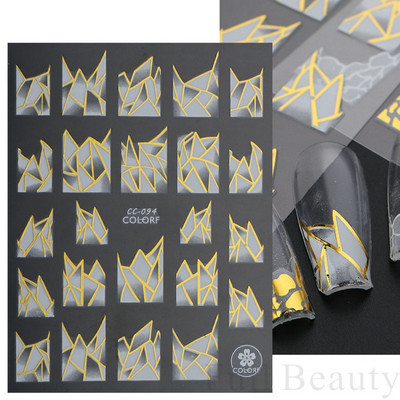 5D kameeleonpitsist küünekleebis valge lainemustriga kunst Reljeefne graveeritud kleebis Isekleepuv liugur maniküüri kaunistus LA5D-K135