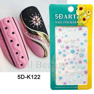 5D αυτοκόλλητα νυχιών Λευκά γαλλικά tips Δαντέλα Σχέδιο νυχιών γάμου Λουλούδι ακρυλικά ανάγλυφα συρόμενα DIY Μανικιούρ Μονόγραμμα Decal FBSTZ-5D