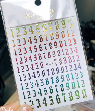 1τμχ Νέο 3D Νούμερο 1-9 Αυτοκόλλητο Αυτοκόλλητο Αυτοκόλλητο Νυχιών Πολυχρωμία Διακόσμηση μανικιούρ με μοτίβο αριθμών