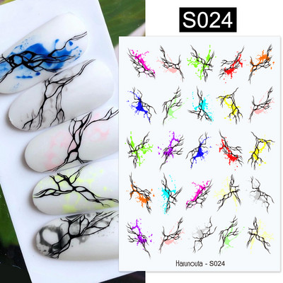 Harunouta márvány virágzó 3D köröm matrica matricák virágok levelek transzfer víz csúszkák Absztrakt geometriai vonalak köröm vízjel