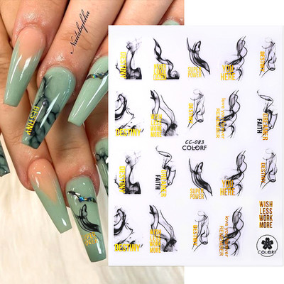 Harunouta márvány virágzó 3D köröm matrica matricák virágok levelek transzfer víz csúszkák Absztrakt geometriai vonalak köröm vízjel