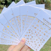 1 τμχ Αυτοκόλλητα νυχιών Snowflakes 3D Gold Christams Αυτοκόλλητο συρόμενο αξεσουάρ Nail Art Glitter Snow Winter Decal Foil manicure