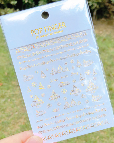 1 τμχ Αυτοκόλλητα νυχιών Snowflakes 3D Gold Christams Αυτοκόλλητο συρόμενο αξεσουάρ Nail Art Glitter Snow Winter Decal Foil manicure