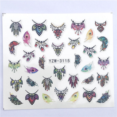 Αυτοκόλλητα μόδας για νύχια DIY Cute Dreamcatcher Feather Νερό Sliders Διακόσμηση μανικιούρ Ακουαρέλα Αυτοκόλλητα νυχιών Decal Αξεσουάρ