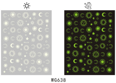 Fényes Gold Star Moon Sun körömmatricák manikűr kiegészítőkhöz Szívtoll Állatok Nyomtatás Öntapadó körömpakolás