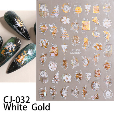 Fényes Gold Star Moon Sun körömmatricák manikűr kiegészítőkhöz Szívtoll Állatok Nyomtatás Öntapadó körömpakolás