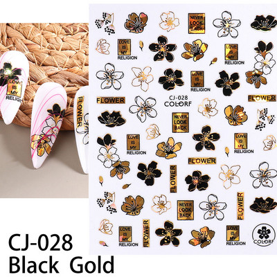 Fényes Gold Star Moon Sun körömmatricák manikűr kiegészítőkhöz Szívtoll Állatok Nyomtatás Öntapadó körömpakolás