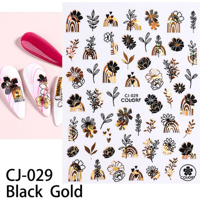 Fényes Gold Star Moon Sun körömmatricák manikűr kiegészítőkhöz Szívtoll Állatok Nyomtatás Öntapadó körömpakolás