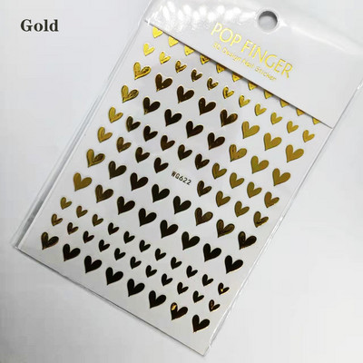 Fényes Gold Star Moon Sun körömmatricák manikűr kiegészítőkhöz Szívtoll Állatok Nyomtatás Öntapadó körömpakolás