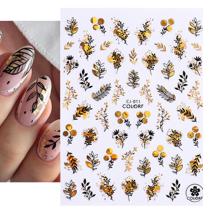 Fényes Gold Star Moon Sun körömmatricák manikűr kiegészítőkhöz Szívtoll Állatok Nyomtatás Öntapadó körömpakolás