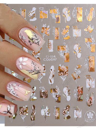 Fényes Gold Star Moon Sun körömmatricák manikűr kiegészítőkhöz Szívtoll Állatok Nyomtatás Öntapadó körömpakolás