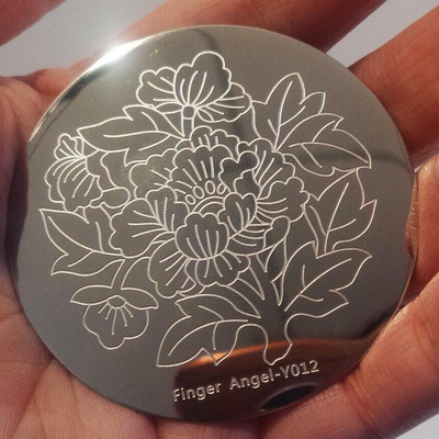 (Angel10) Terasest stantsimisplaadi Küünte stantsimine - 10 erineva kujundusega küünte stantsimisplaati - Lill -Küünekunsti stantsimismallid