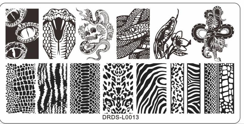 1 db-os körömnyomótábla készlet Halloween lángleopárd, körömsablonok bélyegzőlemez kígyó motívumokkal körömdíszítés, barkácsbélyegző sablon