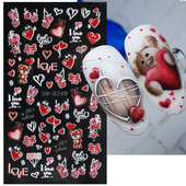 5D armas karusüda Multifilm Küünekleebised Punane Südamearmastaja Disain Valentine Maniküür Amuletid Liugurid Kleebised Küünekaunistus