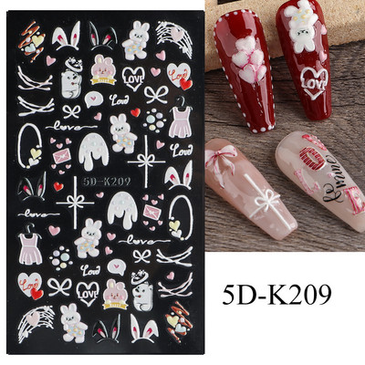 5D armas karusüda Multifilm Küünekleebised Punane Südamearmastaja Disain Valentine Maniküür Amuletid Liugurid Kleebised Küünekaunistus