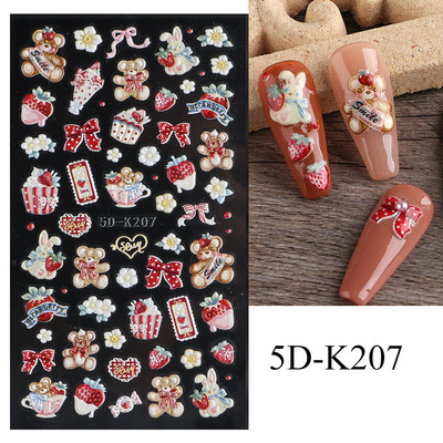 5D armas karusüda Multifilm Küünekleebised Punane Südamearmastaja Disain Valentine Maniküür Amuletid Liugurid Kleebised Küünekaunistus