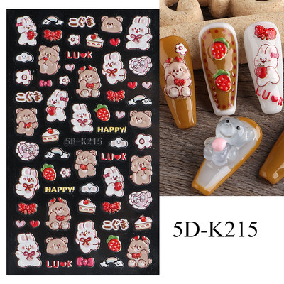 5D armas karusüda Multifilm Küünekleebised Punane Südamearmastaja Disain Valentine Maniküür Amuletid Liugurid Kleebised Küünekaunistus