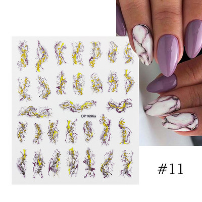 Harunouta Розови цветя 3DN Стикери за нокти Бяло цвете Зелен лист Геометрична линия Златни бронзиращи плъзгачи Пролетна флорална декорация за нокти