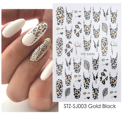 3D-pöörised jooned küünekleebis, geomeetria, ebaregulaarne keerlev laine, lehmaprindiga kleebis küüntel Art Charms maniküüri liugurotsik BESTZ-CS069