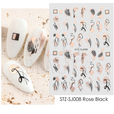 3D-pöörised jooned küünekleebis, geomeetria, ebaregulaarne keerlev laine, lehmaprindiga kleebis küüntel Art Charms maniküüri liugurotsik BESTZ-CS069