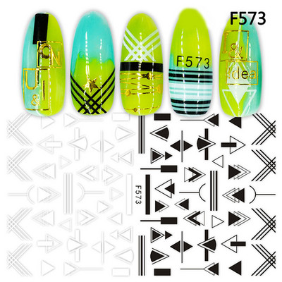 1 τμχ 3D αυτοκόλλητα σέξι κορίτσι για νύχια Μαύρο λουλούδι φύλλα γραμμικά αυτοκόλλητα αυτοκόλλητα Slider Manicure Nail Art Decorations JIF634-643