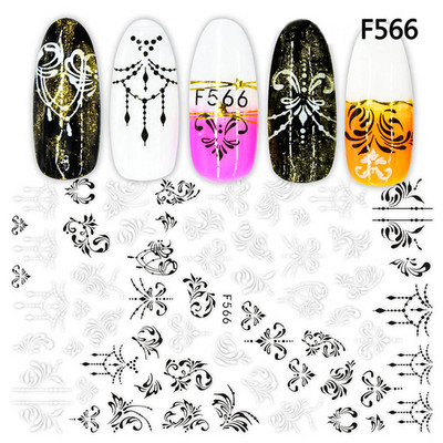 1 τμχ 3D αυτοκόλλητα σέξι κορίτσι για νύχια Μαύρο λουλούδι φύλλα γραμμικά αυτοκόλλητα αυτοκόλλητα Slider Manicure Nail Art Decorations JIF634-643