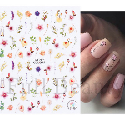 1 τμχ 3D αυτοκόλλητα σέξι κορίτσι για νύχια Μαύρο λουλούδι φύλλα γραμμικά αυτοκόλλητα αυτοκόλλητα Slider Manicure Nail Art Decorations JIF634-643