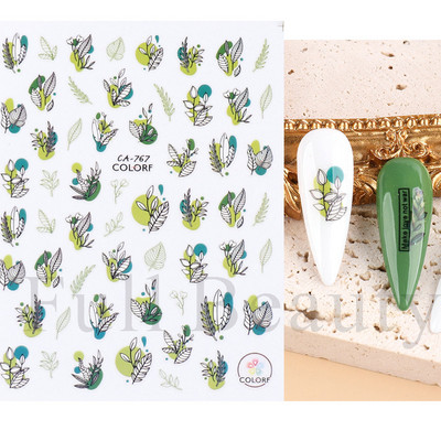 1 τμχ 3D αυτοκόλλητα σέξι κορίτσι για νύχια Μαύρο λουλούδι φύλλα γραμμικά αυτοκόλλητα αυτοκόλλητα Slider Manicure Nail Art Decorations JIF634-643