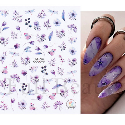 1 τμχ 3D αυτοκόλλητα σέξι κορίτσι για νύχια Μαύρο λουλούδι φύλλα γραμμικά αυτοκόλλητα αυτοκόλλητα Slider Manicure Nail Art Decorations JIF634-643