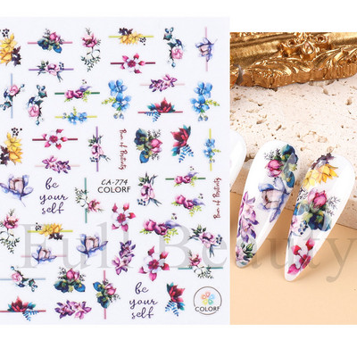 1 τμχ 3D αυτοκόλλητα σέξι κορίτσι για νύχια Μαύρο λουλούδι φύλλα γραμμικά αυτοκόλλητα αυτοκόλλητα Slider Manicure Nail Art Decorations JIF634-643