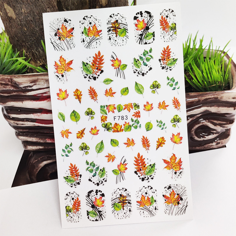 3D küünekleebised Line murupärja lehtede kleebised küüntele Sügisdisaini kleebis maniküüri liuguri kleebis küünekunsti kaunistuseks