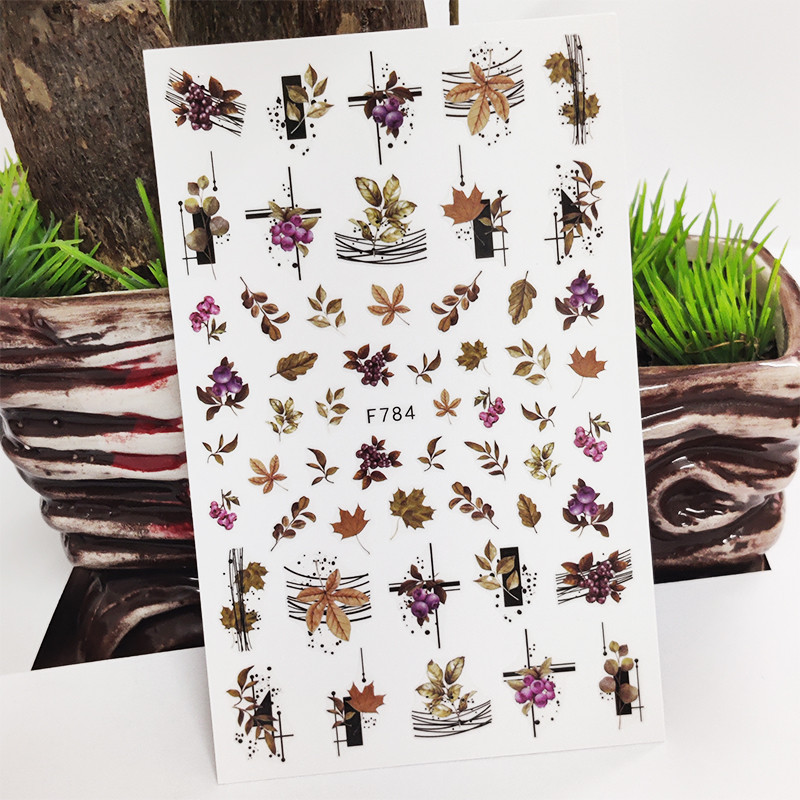 3D küünekleebised Line murupärja lehtede kleebised küüntele Sügisdisaini kleebis maniküüri liuguri kleebis küünekunsti kaunistuseks