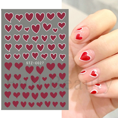 1kom Gradient Blush naljepnice za nokte Cute Sweet Love 3D klizači za manikuru Nude crvene prozirne dekoracije za nokte LASTZ-CS122