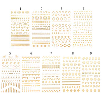 1 лист златни 3D стикери за изкуство за нокти Лепило Геометрична линия на пеперуда Стикери със смесен дизайн Връхчета за нокти Декорация Консумативи за маникюр