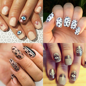 1 τεμάχιο Leopard Print Σχέδια Nail Art Αυτοκόλλητο μεταφοράς νερού Αυτοκόλλητα Αυτοκόλλητα Eye Full Tattoo Wraps Slider Διακόσμηση μανικιούρ NTSTZ816-855